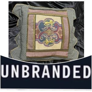 UNBRANDED Decorative Chinese Needlepoint Throw Pillow Cover